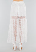 High Waist Witte Maxi Rok van Kant met Onderrok