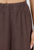 Bruine Mousseline Maxi Rok met Elastische Taille
