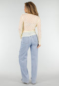 Butter Yellow Kanten Blouse met Lange Mouwen en Ruffle Detail