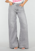 Grijze Extra Wide Leg Jeans met Hoge Taille en Rechte Pijpen