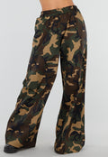 Wide Leg Broek met Camouflageprint en Elastische Taille
