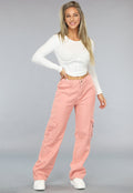Rib Gebreide Witte Longsleeve Top met Korset Detail