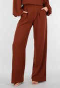 Terracotta Linnenlook Broek met Hoge Taille
