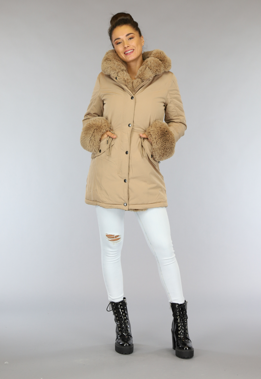 Camel Winterjas met Bont