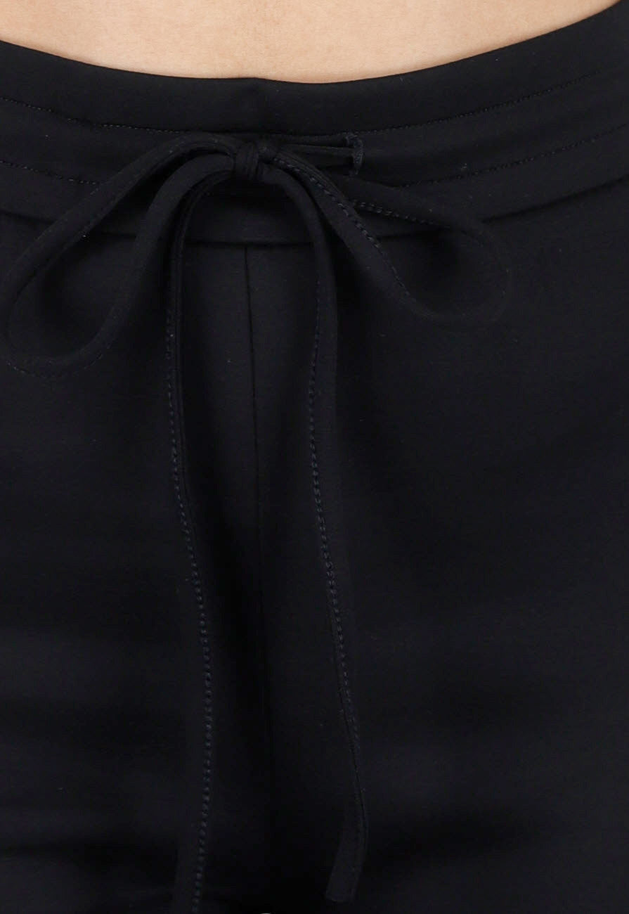 Zwarte Joggingbroek met Flared Pijpen en Elastische Taille