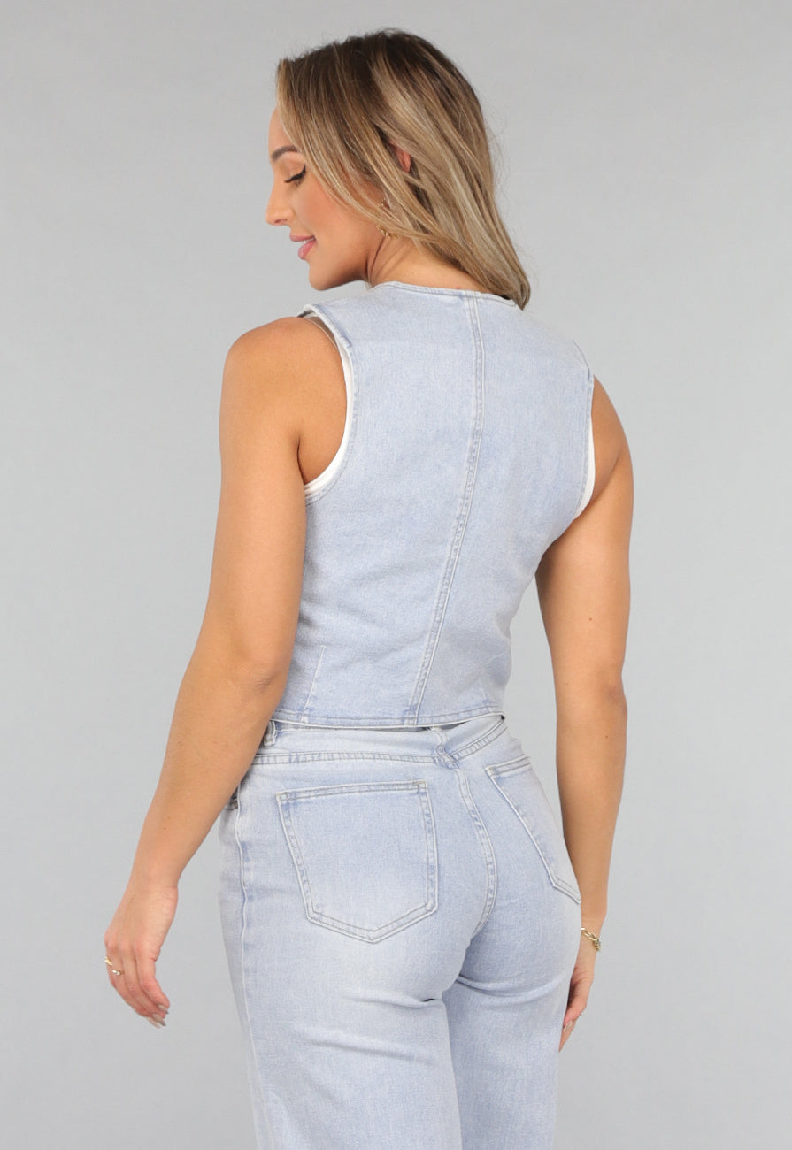 Redial Jeans  Stretch Denim Gilet Topje