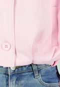 Roze Kort Jasje met Pofmouwen en Knoopsluiting