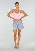 Roze Halter Sport Top met Verstelbaar Halterbandje, Uitneembare Pads en Stretch