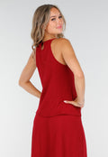 Rode Maxi Set met Hooggesloten Top en Stretch