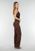 Bruine Sequin Bodysuit met Diepe V-Hals en Pailletten