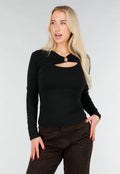 Zwarte Top met Cut Out en Gouden Detail