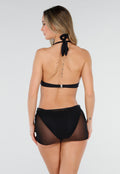 Zwarte Bikini met Halter Top en Wikkelrokje