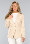 Beige Blazer met Knopen