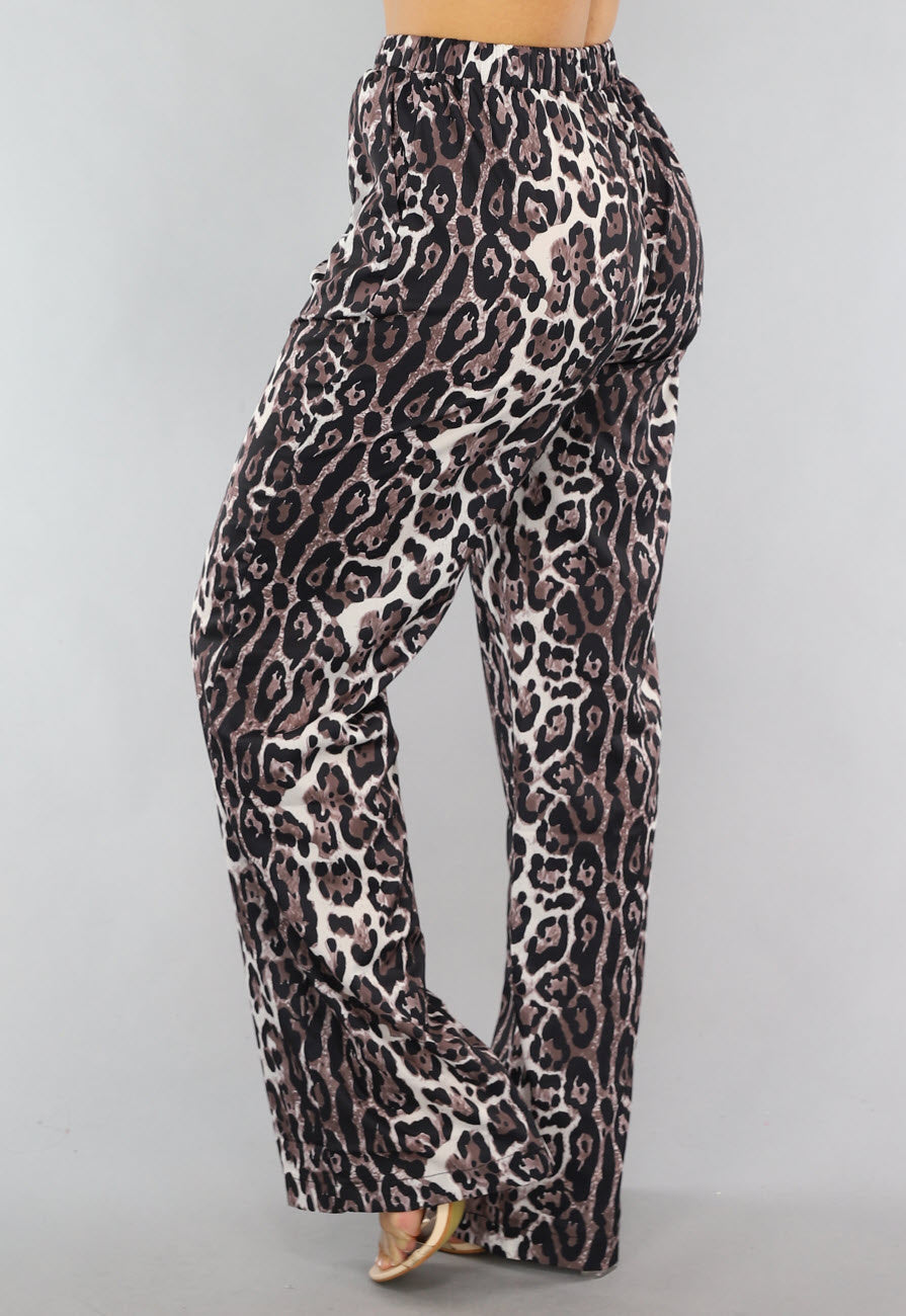 Wide Leg High Waist Tall Panterprint Broek