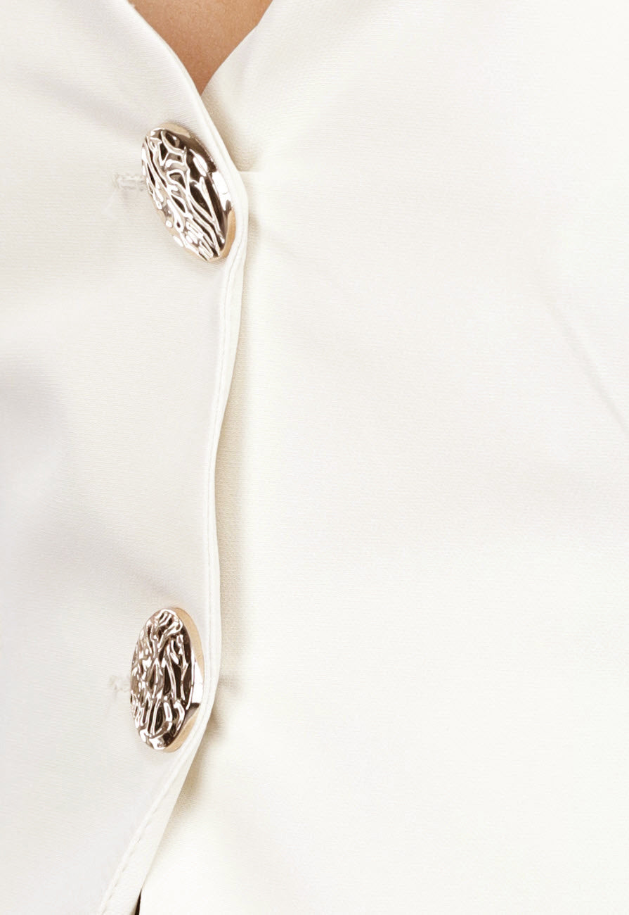 Pantalon Gilet Suit met Statement Knopen in Beige