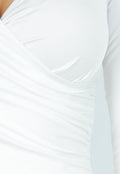 Witte Gedrapeerde Top met Overslag en Stretch