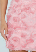 Roze 3D Bloemen Jurk met Brede Bandjes en Vierkante Hals
