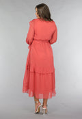 Zalmroze Ruffle Chiffon Maxi Jurk
