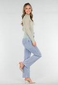Mintgroene Kanten Top met Lange Mouwen en Stretch