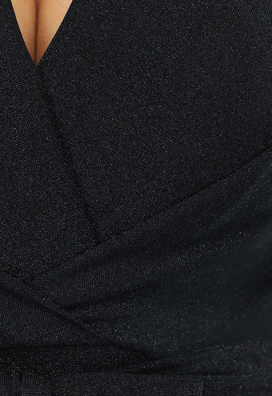 Elastische Zwarte Glitter Jumpsuit met Wijde Pijpen
