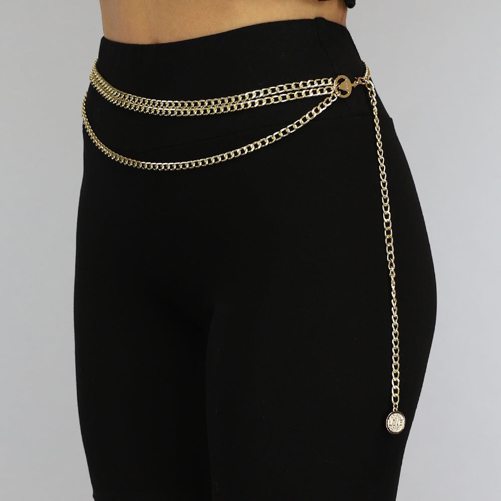 Triple Bodychain met love Munt
