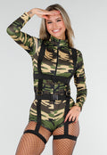 Camouflage Legerkostuum met Riemdetails en Stretch