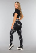 Tie Dye Gym Legging in Zwart met Push Up