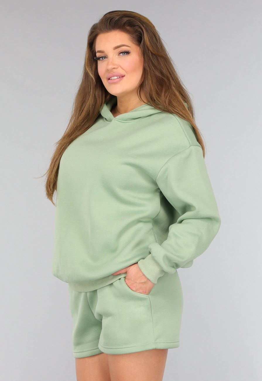 Groene Short Set met Hoodie