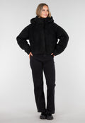 Zwarte Teddy Jas met Capuchon en Ritsluiting