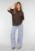 Bruin Oversized Cheetahprint T-Shirt met Korte Mouwen