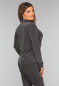 Zilveren Lange Mouwen Blouse met Glitter