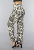Straight Leg High Waist Panterprint Jeans