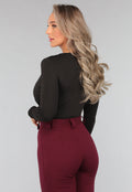 Zwarte Longsleeve Basic Overslag Body
