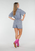 Metallic Roze Cowboylaarzen met Stiksel en Lage Hak