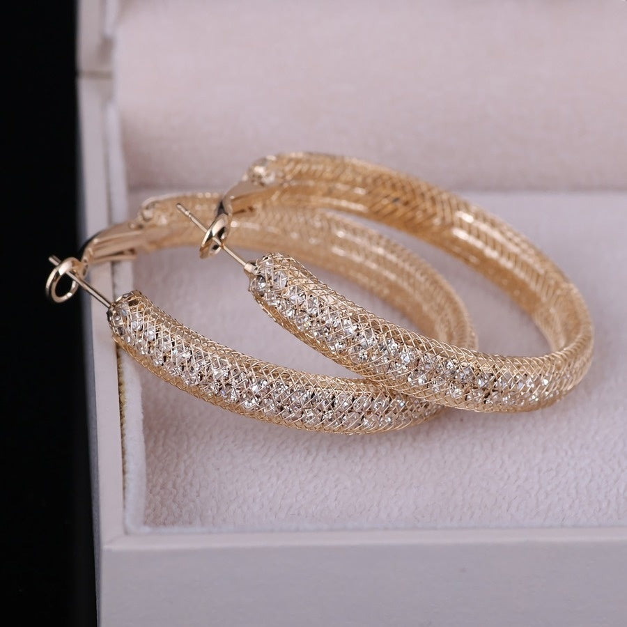 Gouden Gaas Oorbellen met Strass