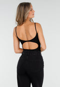 Zwarte Bodysuit met Spaghetti Bandjes en Pads