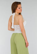 Witte Stretch top met Stretch en Dubbele Voering
