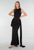 Zwarte Elegante Maxi Jurk met Getailleerde Fit