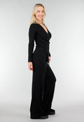 Asymmetrische Zwarte Two Piece Set met Lange Mouwen