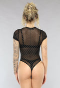 Zwarte See Through Bodysuit met Glitters