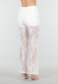Petite Witte Kant Flared Broek met Stretch en Binnenbroekje