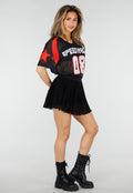 Zwarte Plissé Skort met Hoge Taille en Mesh