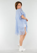 Lichtblauwe Cover-Up met Fringes en Zijsplitten