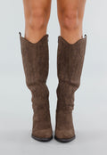 Bruine Suède Cowboyboots met Hak