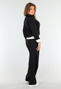 Two Piece Set Zwart met Tailleband en Jasje met Knoopsluiting