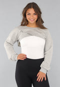 Grijze Cropped Trui met Overslag Look