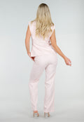 Lichtroze Mouwloze Blazer Top met Knopen en Reverskraag