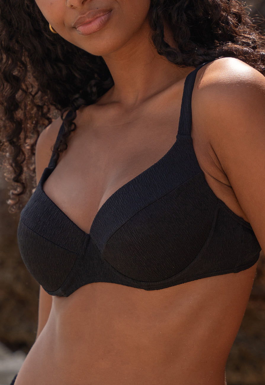 Zwarte Beugel Bikini Top met Push Up