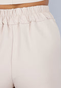 Beige Matching Blazer Set met Skort en Marine Knopen