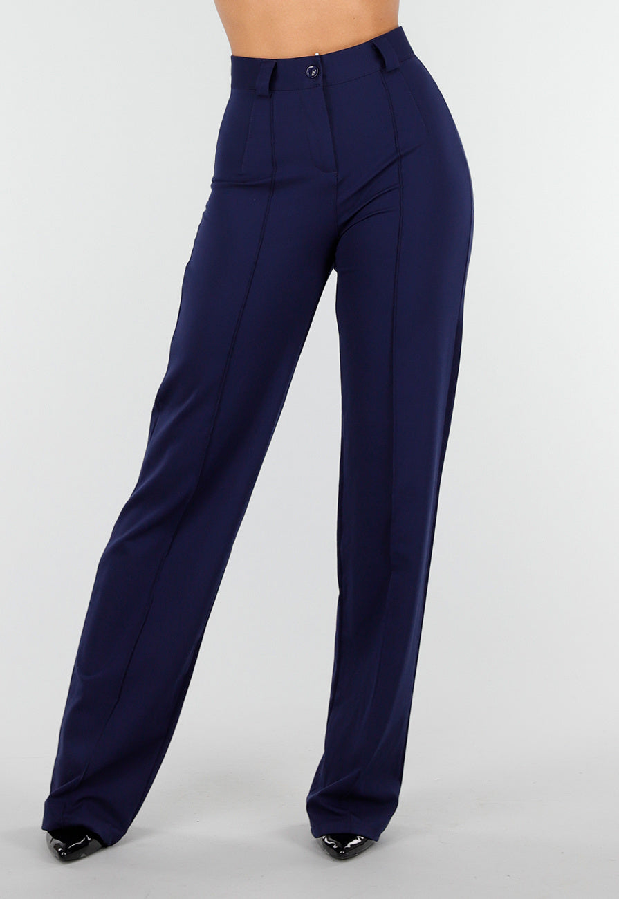 Tall Super Stretch Straight Leg Navy Blauwe Pantalon